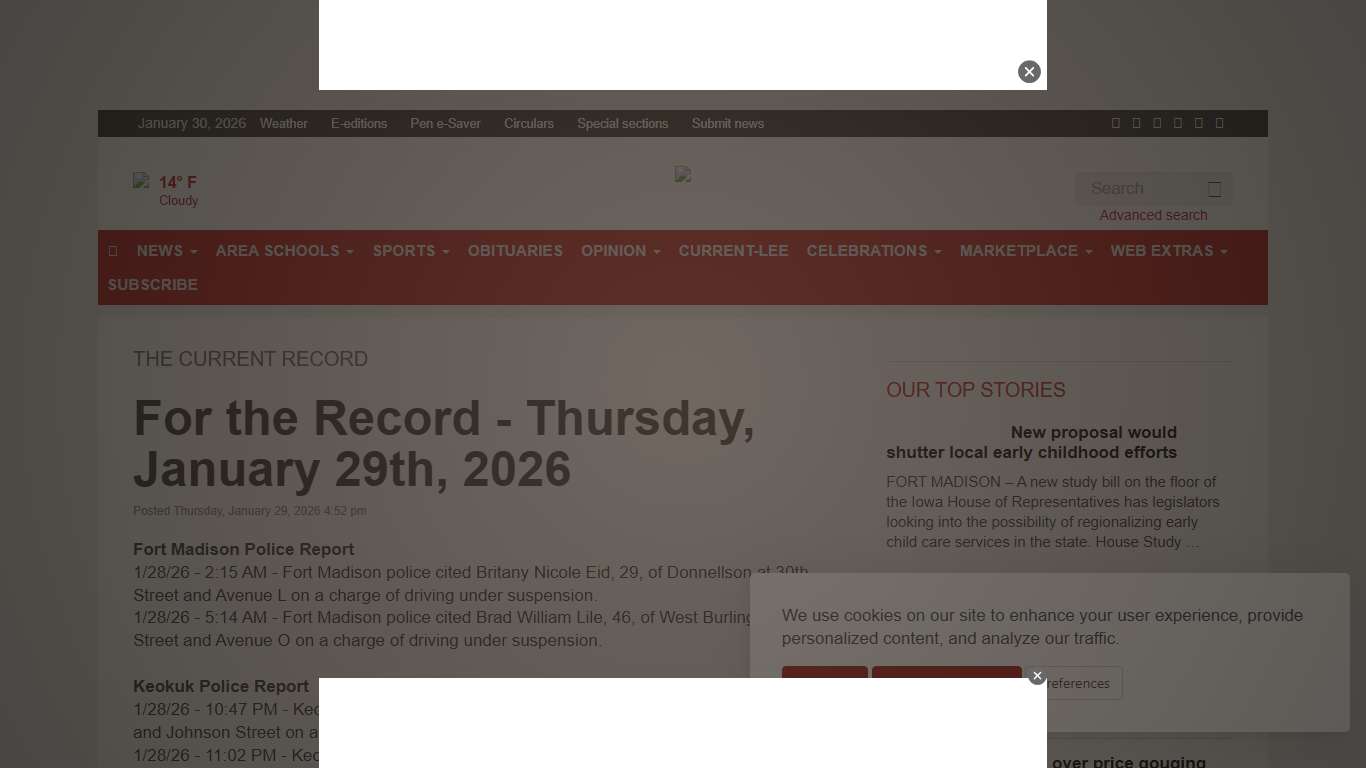 For the Record - Thursday, January 29th, 2026 - Pen City Current