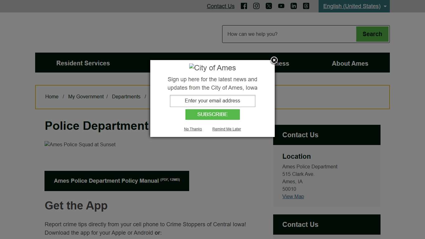 Police Department - City of Ames, Iowa